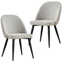 Dining Chair Set of 2 Fabric Seat with Metal Frame - Quartz