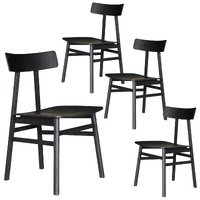 Dining Chair Set of 4 Solid Oak Wood Timber Seat Furniture - Black