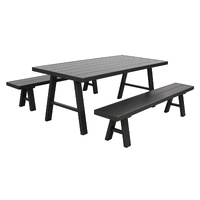 3pc 190cm Aluminium Outdoor Dining Table Bench Set