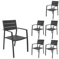 6pc Set Outdoor Dining Table Chair Aluminium Frame Grey