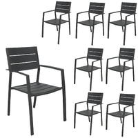 8pc Set Outdoor Dining Table Chair Aluminium Frame Grey