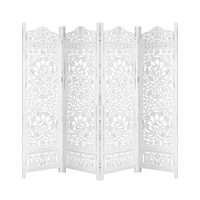 Glenrothes 4 Panel Room Divider Screen Privacy Shoji Timber Wood Stand - White