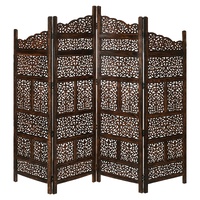 Arlington 4 Panel Room Divider Screen Privacy Shoji Timber Wood Stand - Burnt