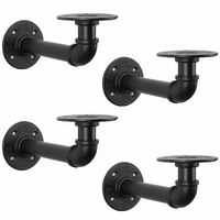 4PCS Pipe Floating Shelf Bracket Industrial Pipe Shelf Bracket Mounting Bracket Storage Racks Decor 