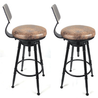 2x Vintage Industrial Rustic Bar Stool Kitchen Stool Swivel Chair Counter Height