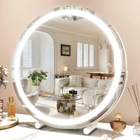 40cm Large Makeup Desk Mirror Lights Round LED Makeup Make up Mirror Bedroom Tabletop Touch Control White