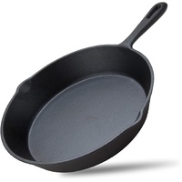 10inch 26cm Cast Iron Skillet Cookware Chef Quality Pre-Seasoned Pan Pans