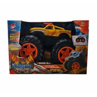 Friction Powered Yellow Bison Monster Truck for Children 1:16 Scale 3+