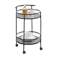 2 Tiers Kitchen Rolling Bar Cart In Concrete Grey