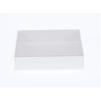 10 Pack of White Card Box - Clear Slide On Lid - 17 x 25 x 5cm -  Large Beauty Product Gift Giving Hamper Tray Merch Fashion Cake Sweets Xmas