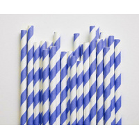 50 Pack Blue White Drinking Straws Biodegradable Eco Paper Birthday Party Event Bistro Bar Cafe Take Away