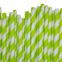 50 Pack Green White Drinking Straws Biodegradable Eco Paper Birthday Party Event Bistro Bar Cafe Take Away