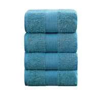 4 Piece Cotton Bath Towels Set - Blue