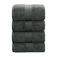 4 Piece Cotton Bath Towels Set - Charcoal