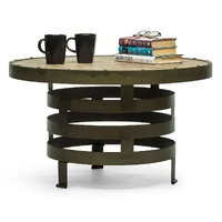 Retro Style Spiral Round Coffee Table with Wood Top