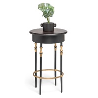 Honeygo Wooden Round Gold Black Side Table with Finial Legs