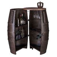 Iron Barrel Shaped Wine Rack Bar Cabinet with Wheels