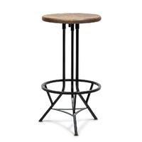 Industrial Wooden Iron Swivel Bar Stool - Black Rustic