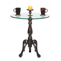 Iron Round Glass Coffee Table with Detachable Candle Holder