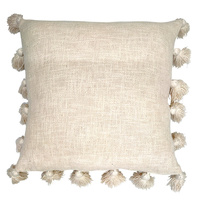 Beige cushion with tassels 45x45 cm