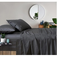 Gioia Casa Vintage Washed 100% Cotton Sheet Set with 1 Pillowcases - Charcoal - Single