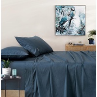 Gioia Casa Vintage Washed 100% Cotton Sheet Set with 1 Pillowcases - Dark Indigo -Single