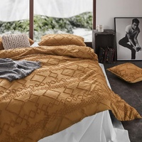 Tufted ultra soft microfiber quilt cover set-super king caramel