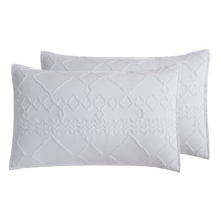 TUFTED MICROFIBRE SUPER SOFT TWIN PACK STANDARD PILLOWCASES-WHITE