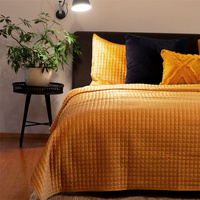 J.Elliot Home Adela Mustard Velvet Quilted Coverlet Set Queen/King