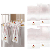 Ladelle Mr & Mrs Christmas Hat Set of 4 Cotton Kitchen Towels 45 x 70 cm