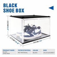 10PC  Black Stackable Shoe Display Box Hard Acrylic Sneaker Storage Containers Case