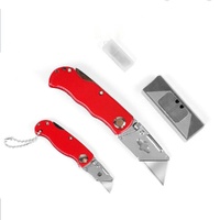 2Pc Folding Utility Knife Aluminium Handle & 10 Spare Stanley Blades Craft New