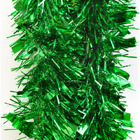 5x 2.5m Christmas Tinsel Xmas Garland Sparkly Snowflake Party Natural Home Décor, Thick Green