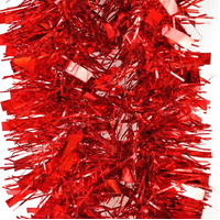 5x 2.5m Christmas Tinsel Xmas Garland Sparkly Snowflake Party Natural Home Décor, Thick Red