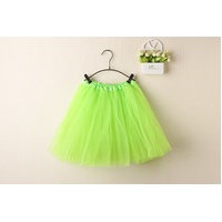 New Adults Tulle Tutu Skirt Dressup Party Costume Ballet Womens Girls Dance Wear, Neon Green, Kids