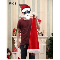 Christmas Unisex Adults Kids Novelty Hat Xmas Party Cap Santa Costume Dress Up, Long Santa Hat (Kids)