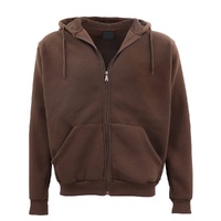 Adult Unisex Zip Plain Fleece Hoodie Hooded Jacket Mens Sweatshirt Jumper XS-8XL, Brown, XS