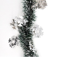 5x 2.5m Christmas Tinsel Xmas Garland Sparkly Snowflake Party Natural Home Décor, Snow in Black