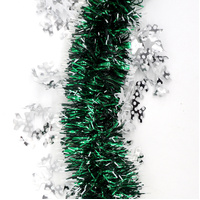 5x 2.5m Christmas Tinsel Xmas Garland Sparkly Snowflake Party Natural Home Décor, Snow in Dark Green