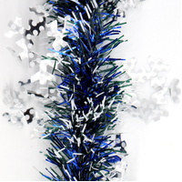 5x 2.5m Christmas Tinsel Xmas Garland Sparkly Snowflake Party Natural Home Décor, Snow in Blue