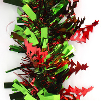 5x 2.5m Christmas Tinsel Xmas Garland Sparkly Snowflake Party Natural Home Décor, Trees (Green Red)