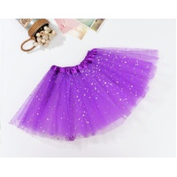 Sequin Tulle Tutu Skirt Ballet Kids Princess Dressup Party Baby Girls Dance Wear, Purple, Adults