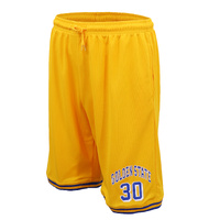 Men's Basketball Sports Shorts Gym Jogging Swim Board Boxing Sweat Casual Pants, Yellow - Golden State 30, S