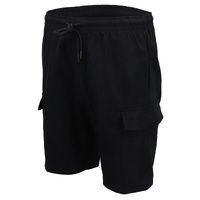 Men's Cargo Shorts 4 Pockets Cascual Work Trousers Active Pants Elastic Waist, Black, XL