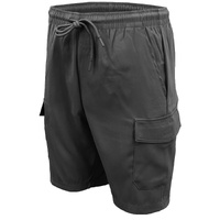 Men's Cargo Shorts 4 Pockets Cascual Work Trousers Active Pants Elastic Waist, Charcoal, 3XL