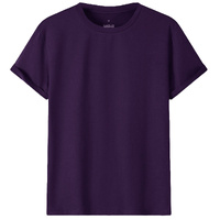 Adult 100% Cotton T-Shirt Unisex Men's Basic Plain Blank Crew Tee Tops Shirts, Purple, S