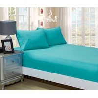 1000TC Ultra Soft Fitted Sheet & 2 Pillowcases Set - Queen Size Bed - Teal