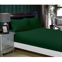 1000TC Ultra Soft Fitted Sheet & 2 Pillowcases Set - Queen Size Bed - Dark Green