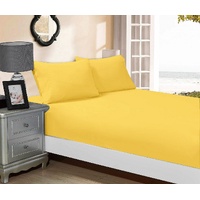 1000TC Ultra Soft Fitted Sheet & 2 Pillowcases Set - Queen Size Bed - Yellow