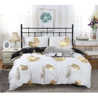 Reversible Design Leaves King Size Bed Quilt/Duvet Cover Set